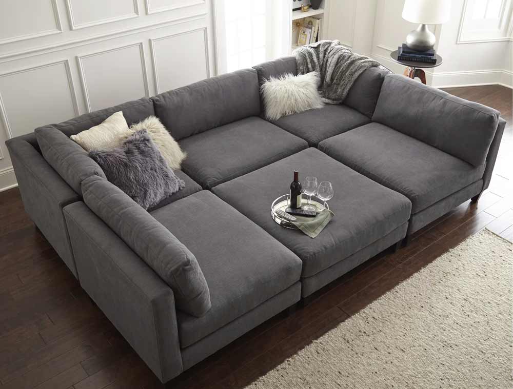 Range 6-Piece Open U Sectional Lounger Pit Sectional Sofa