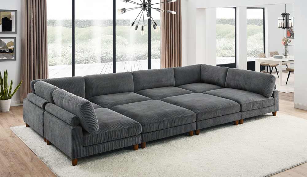 8-piece Pit Sectional Couch | Large Pit Sofa - Dark Gray