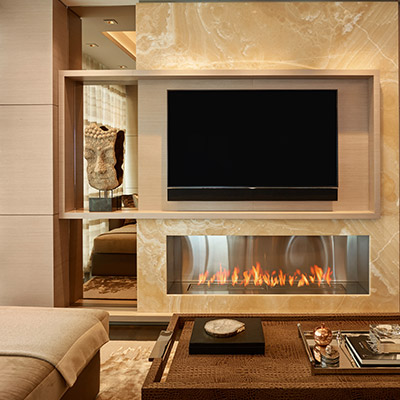 Beautiful Fireplace Under Flat Screen TV