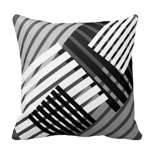 Black And White Abstract Stripe Throw Pillow