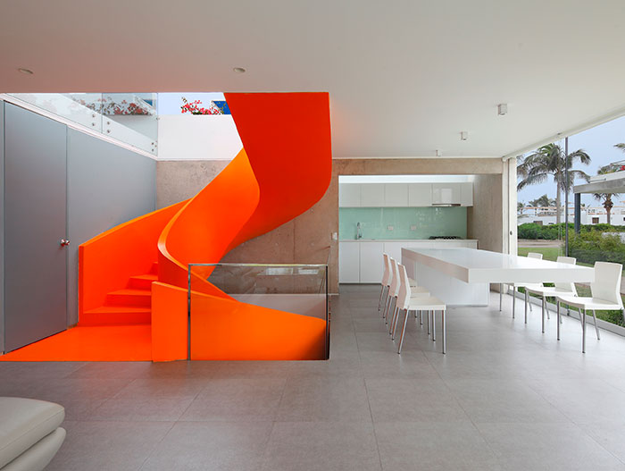 Casa Blanca Beautiful Orange Staircase In Dining Room