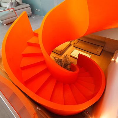 Casa Blanca Beautiful Orange Spiral Staircase