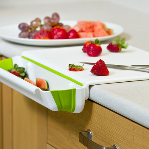 Counter Edge Cutting Board With Collapsible Scrap Bin Kitchen Utensil