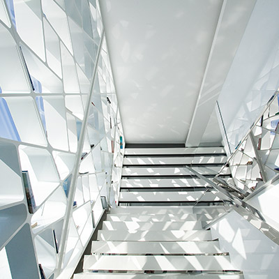 Futuristic House in Athens White Staircase