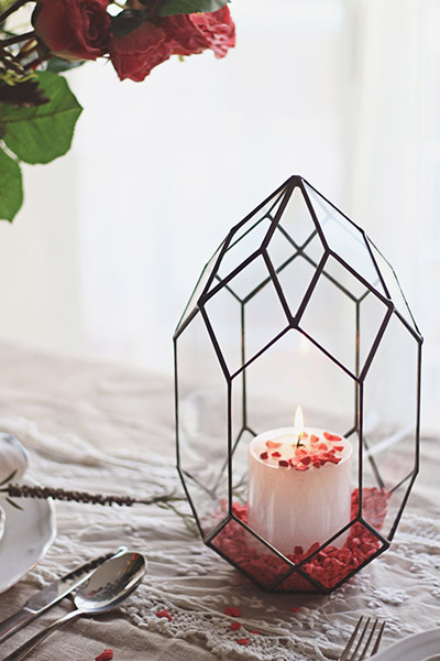 Handmade geometric glass candle holder gift idea