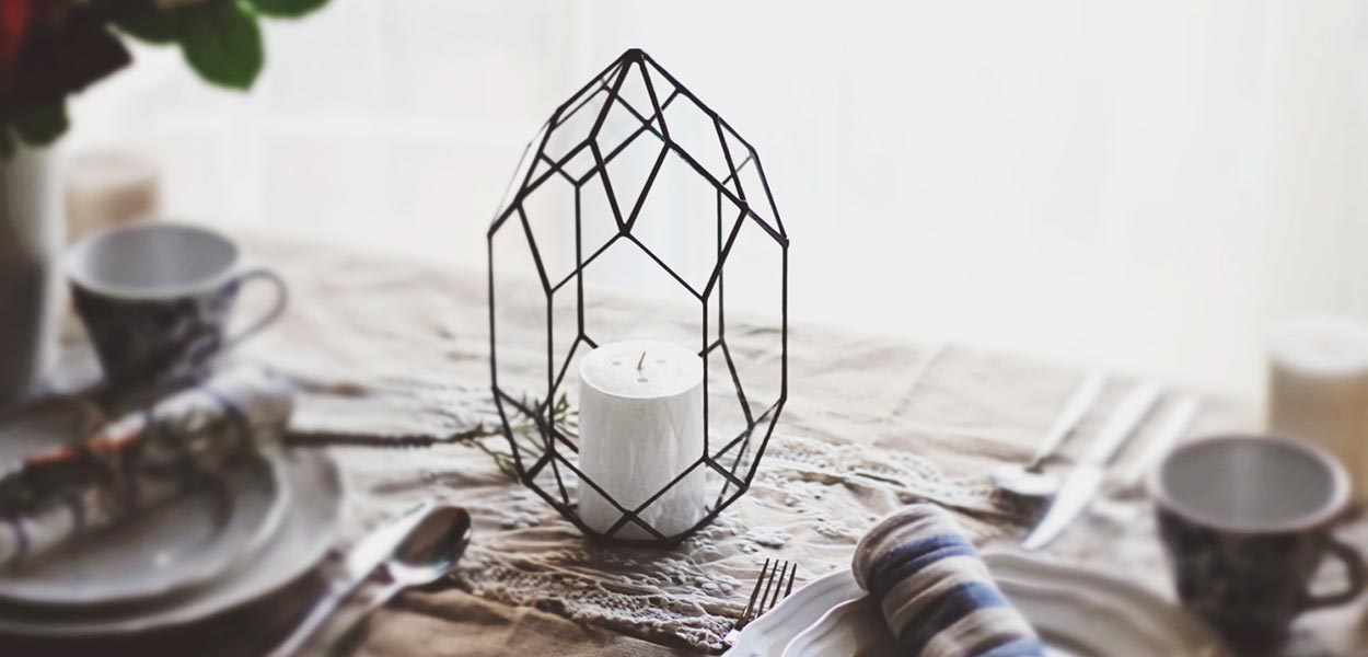 Handmade glass candle holder geometric orchid planter