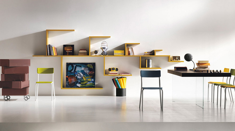 LagoLinea Wall-mounted sectional bookcase by Lago