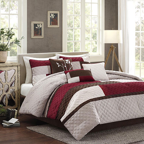 Madison Park Cooper 7 Piece Comforter Set Queen Red