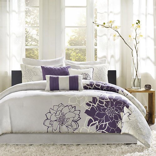 Madison Park Lola 7 Piece Print Comforter Set Queen Size