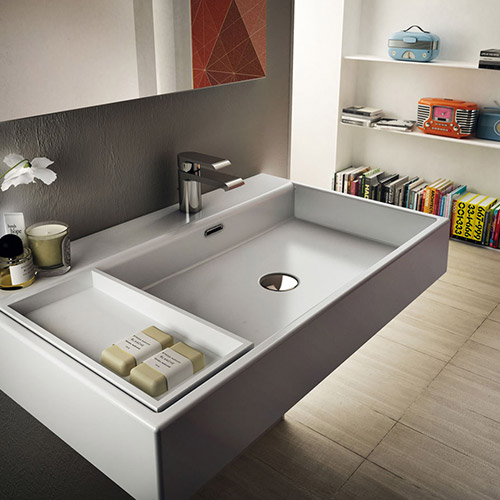 Mia Collection By Teuco - Rectangular Washbasin With Removable Vanity Shelf