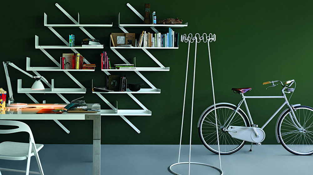 Minibooxx Wall-mounted steel bookcase by Desalto