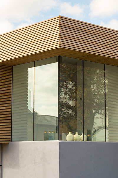 Modern House in UK Corner Window Exterior View