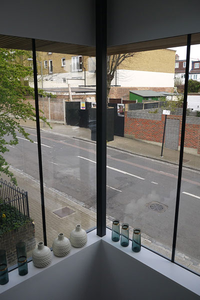 Modern House in UK Corner Window Interior View