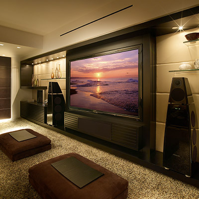 Modern Media Room In A Luxurious Apartment Located In Florida