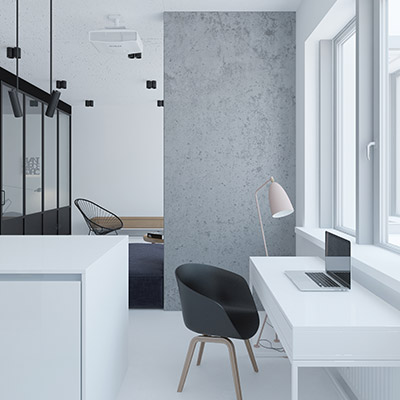 RiverS by Emil Dervish: Modern home office design idea in minimalist apartment in Ukraine