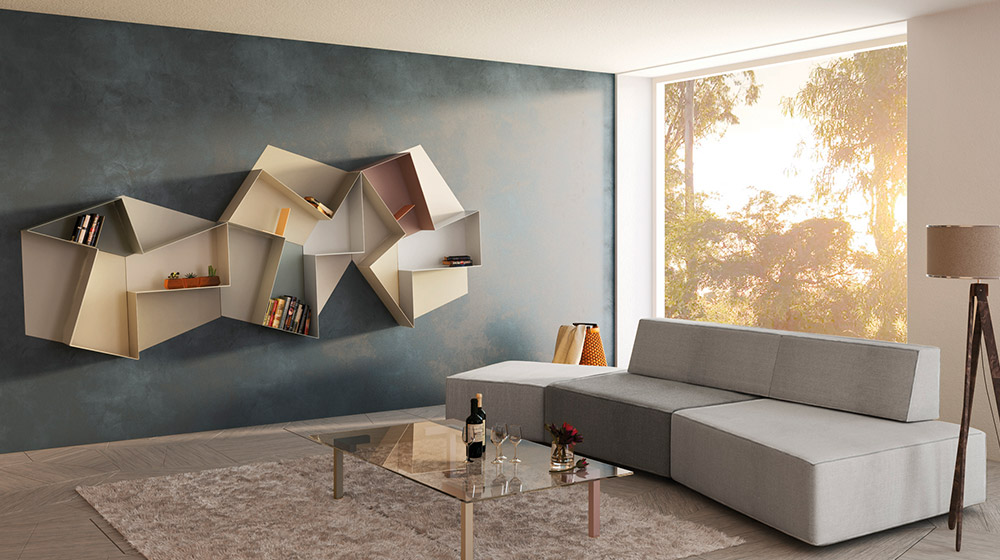 Slide Open wall-mounted bookcase by Lago