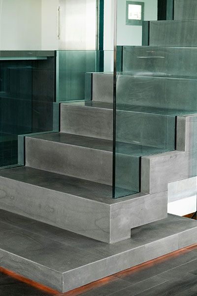 Steel Frame Staircase Covered With Icelandic Bluestone