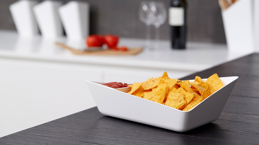 Stylish white chip and dip bowl by black+blum