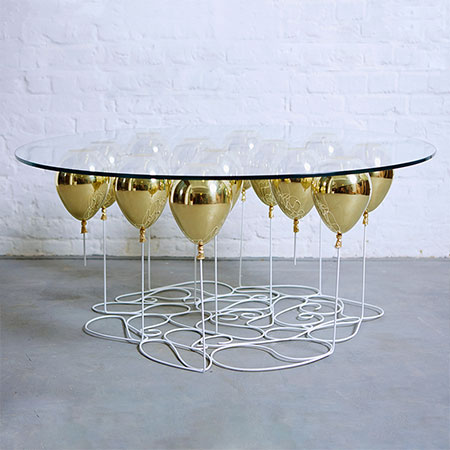 Up Balloon Table Gold Presentation by Duffy London
