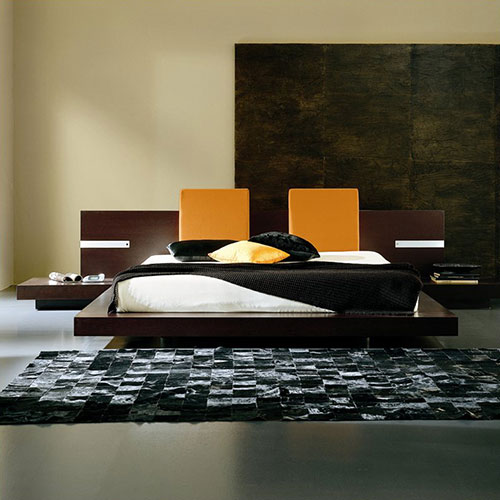 Win Floating Platform Bed in Wenge with Lights