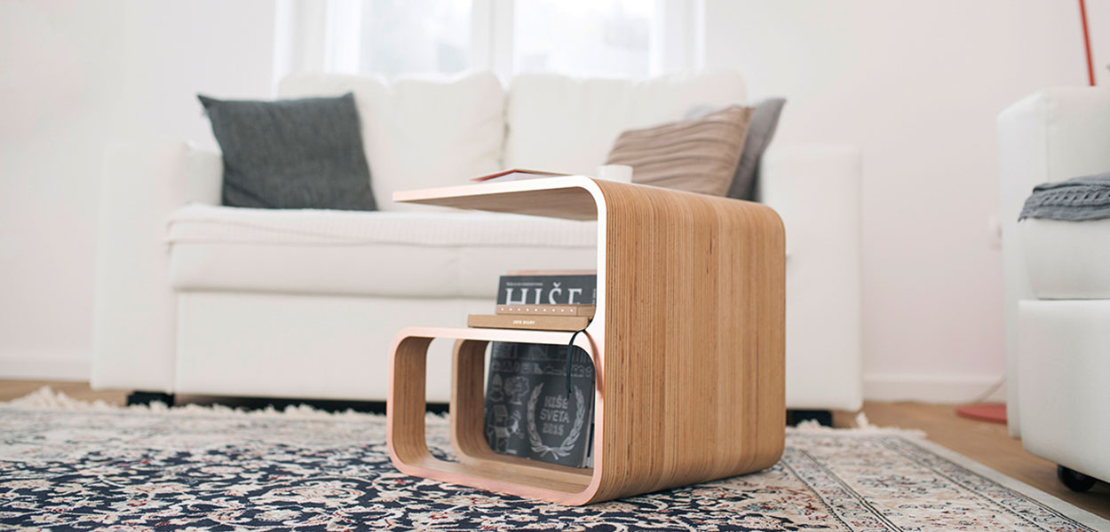 Woodieful: chair, magazine holder, side table in one