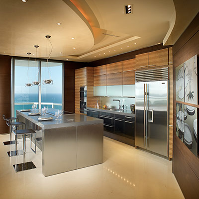 Akoya Mayor Residence modern kitchen for stunning Miami Beach, Florida penthouse