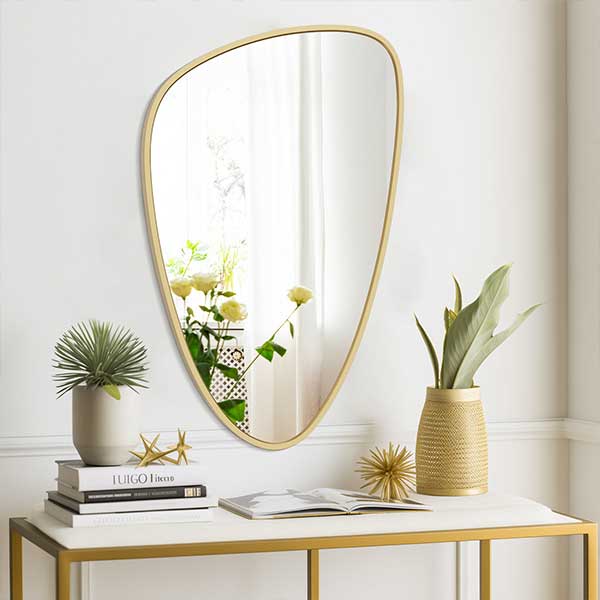 Aluminum Frame Irregular Wall Decoration Mirror - Gold Frame