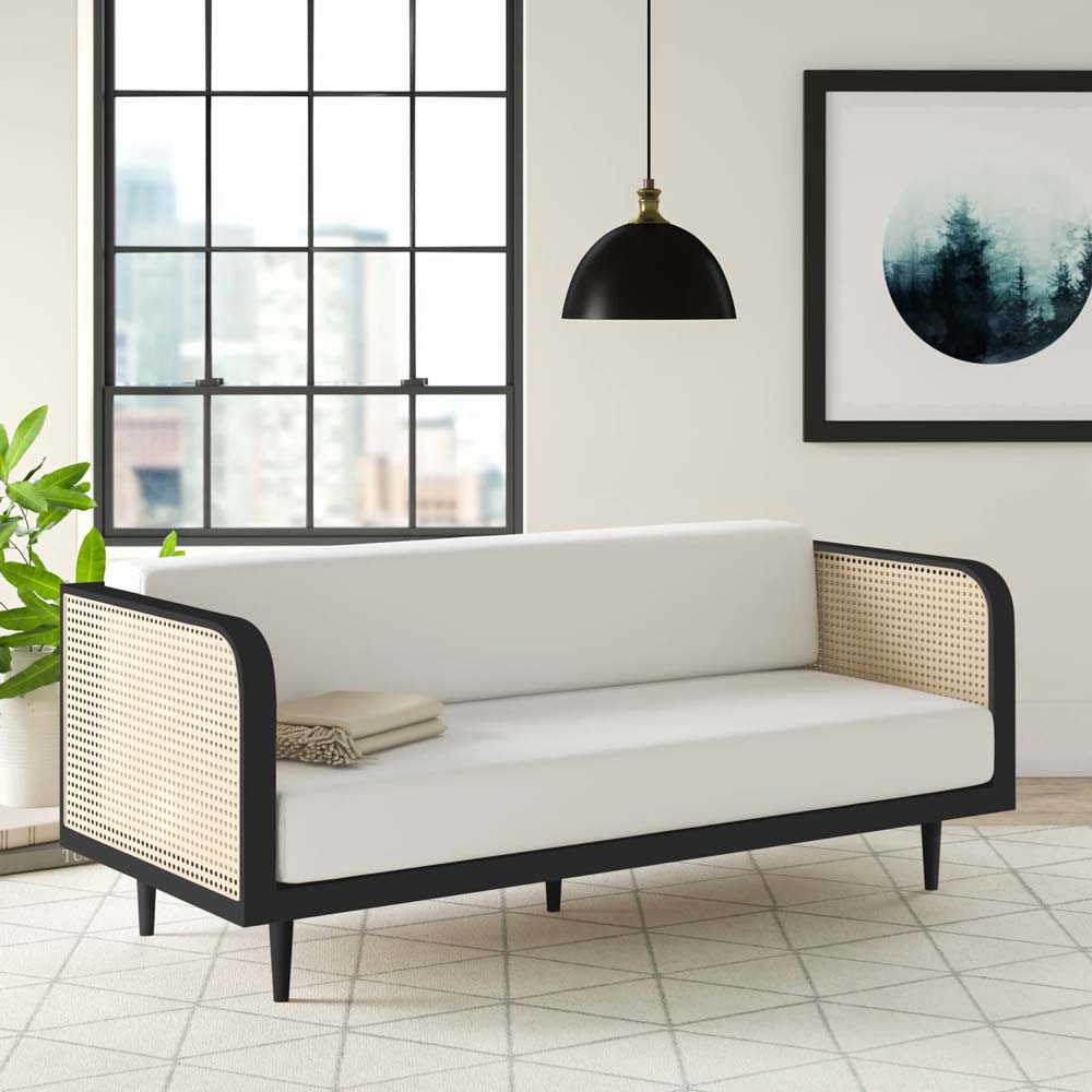 Rattan Daybed with ash wood frame perfect for indoor space