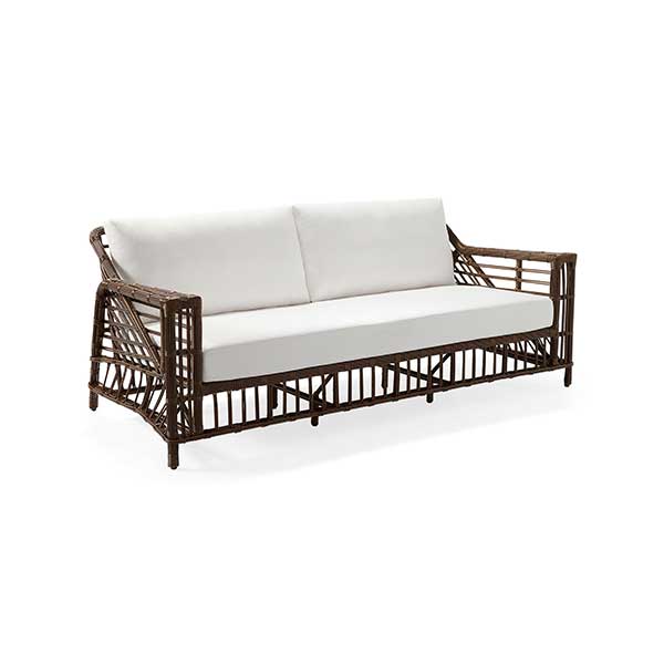 Antigua Sofa - all-weather resin wicker sofa with rustproof, powder-coated aluminum base and removable, machine-washable bounce-back cushions for comfort