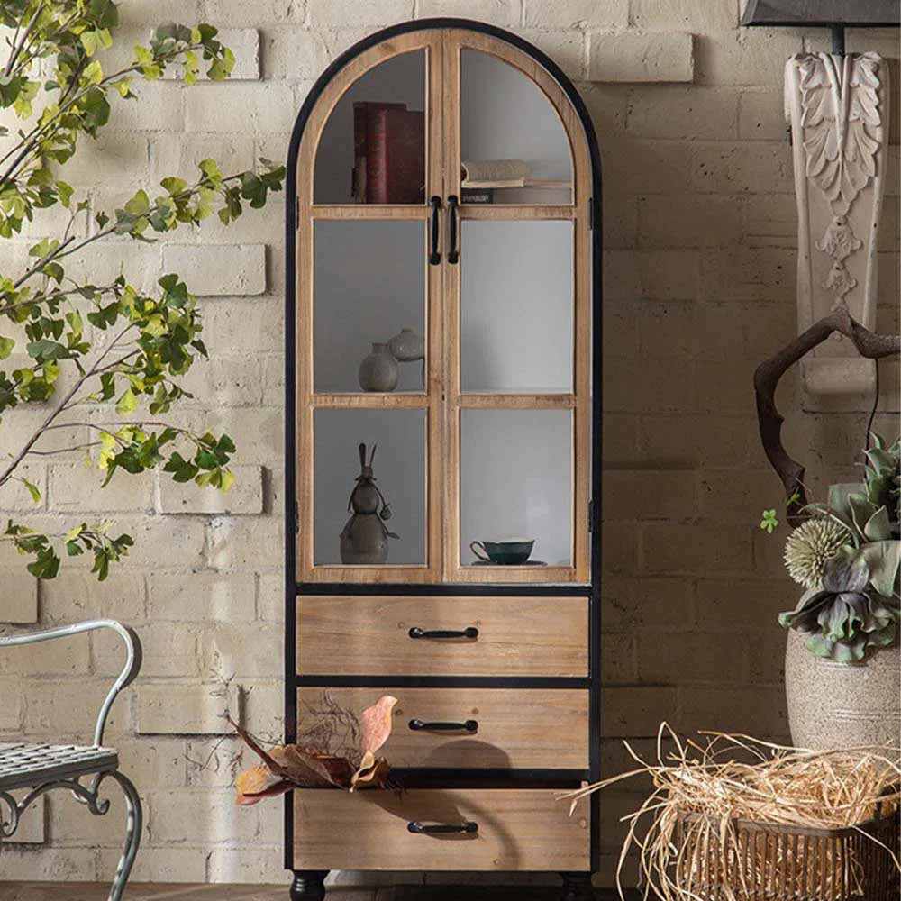 Arched China Cabinet with drawers and shelves