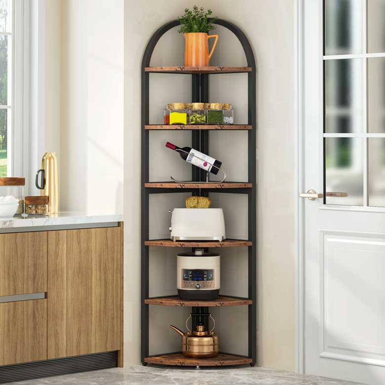 Arched corner bookshelf