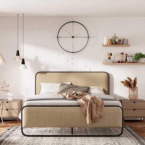 Arnasia Upholstered Metal Platform Bed