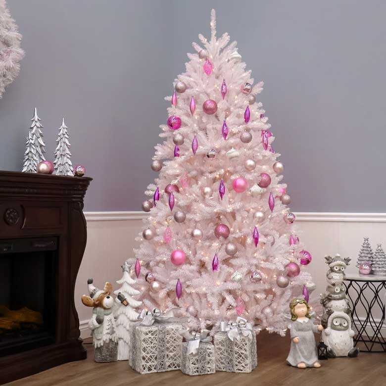 White Fir Christmas Tree with Lights