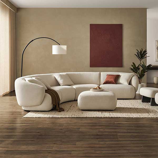 Auburn Performance Fabric Curve L-Shape Sectional Sofa