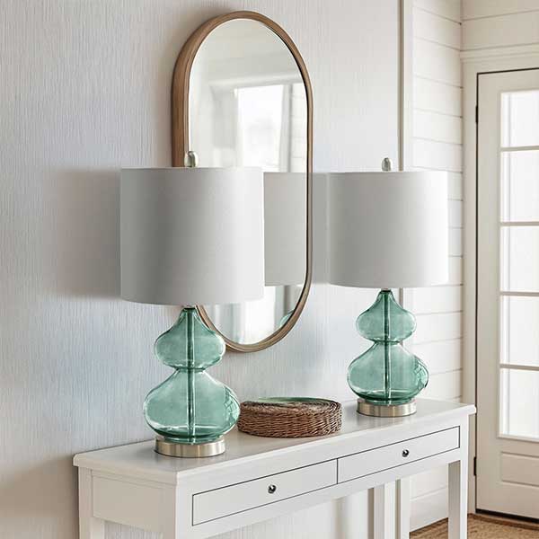 Ayube Ellipse Curved Gourd Glass Table Lamp (Set of 2)