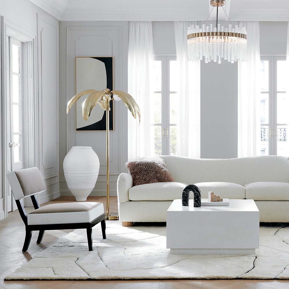 White Boucle Sofa