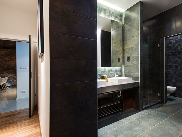 Modern bathroom design in Budapest apartment by GASPARBONTA design and architecture studio