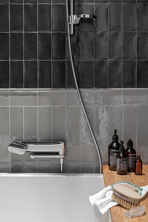 Stylish modern bathroom design idea from small apartment renovation project by Finchstudio