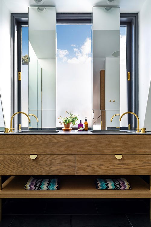 Contemporary bathroom in a stylish terraced house located in Sydney, Australia