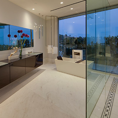 Contemporary bathroom in Beverly Hills mega mansion named Carla Ridge Residence