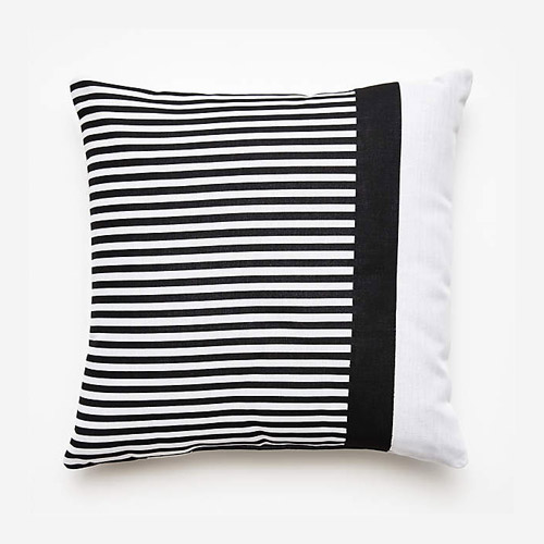 Black and White Striped Outdoor Pillow