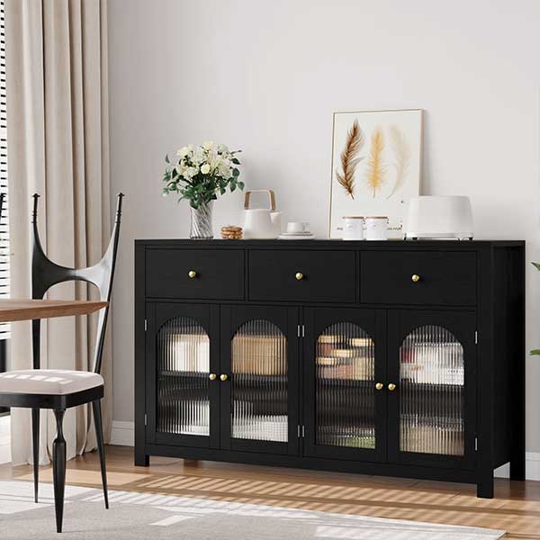 Black Bonnetta 3 Drawer Sideboard Buffet