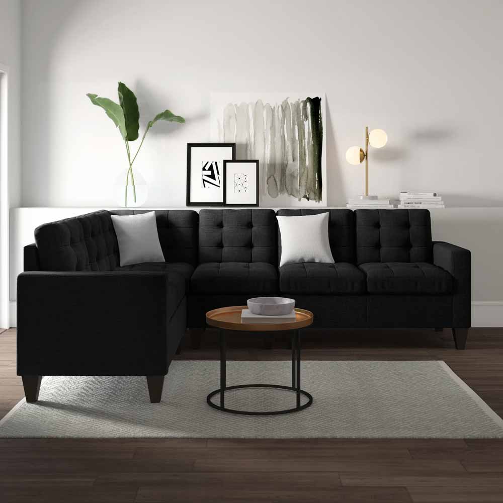 Black L-shape sectional couch