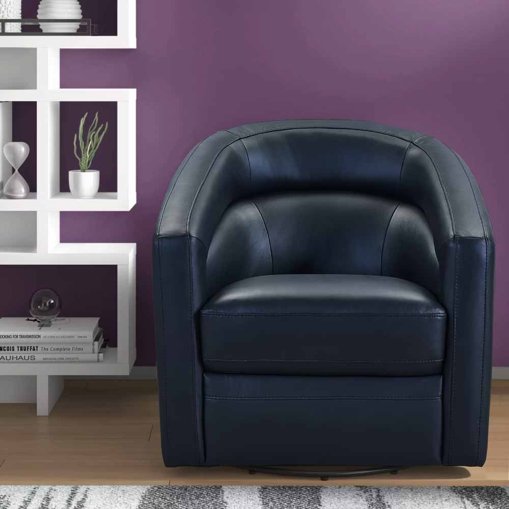 Black Leather Swivel Accent Chair