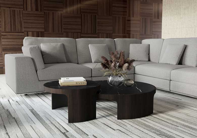 Black marble nested coffee tables