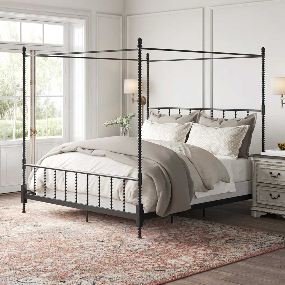 Black metal bed | black canopy bed for sale