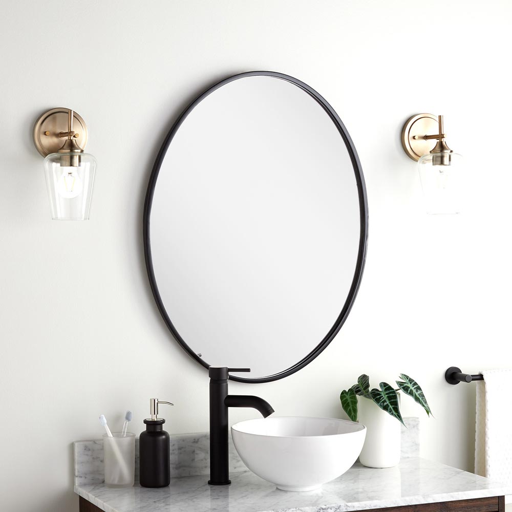 Black Oval Bathroom Mirror