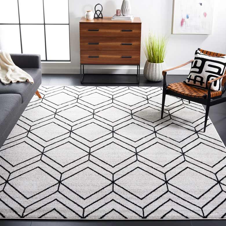 Modern black and white rug for sale