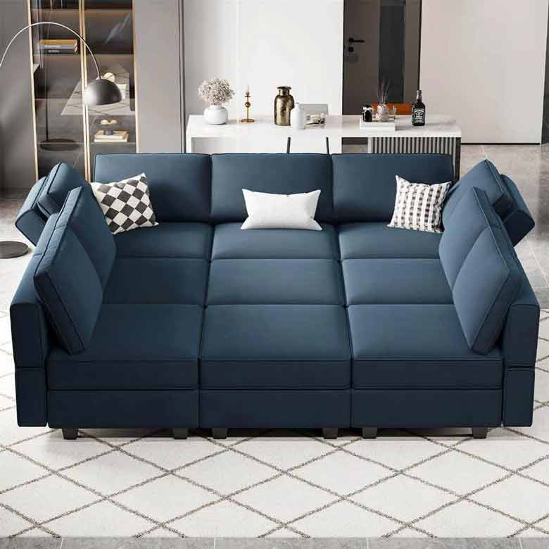 Modular 9-Piece Pit Sectional Sofa perfect for the living room or family room