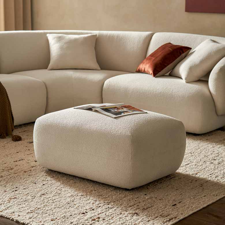 Boucle Performance Fabric Ottoman